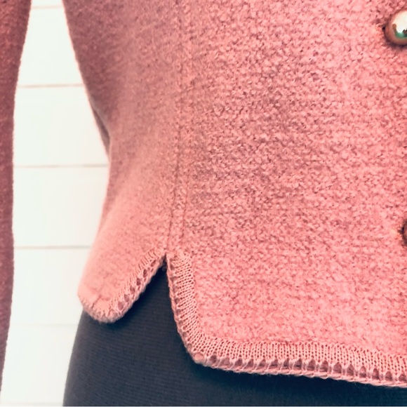 Vintage Lavender 100% Wool Cardigan Sweater Cropped 50s Jacket Silver Buttons - Picture 11 of 16